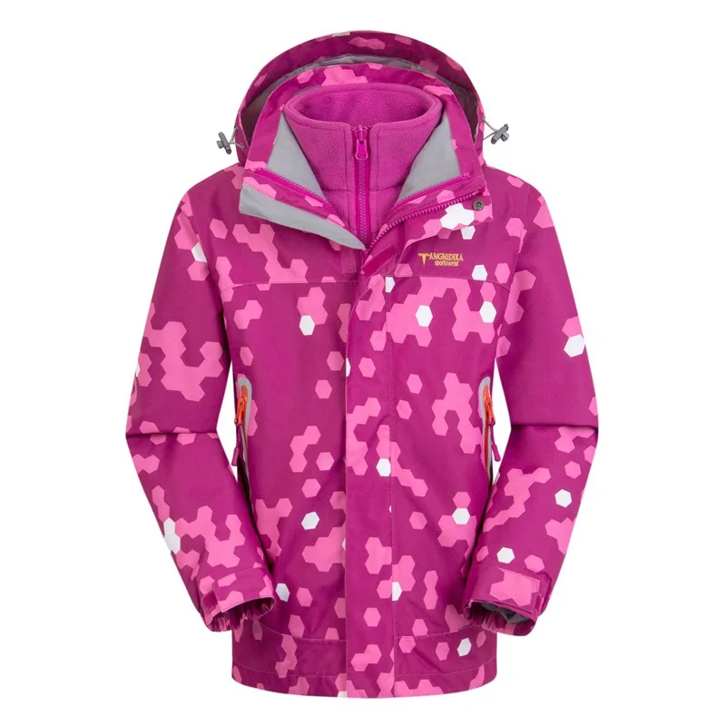 Детские лыжные куртки брендовые ветрозащитные водонепроницаемые теплые 2 в 1 для