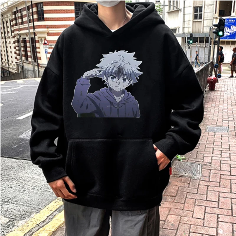 

Hunter x Hunter Hoodies Kawaii Killua Zoldyck Printed Sweatshirts Men Harajuku Anime Pullovers Oversized Winter Warm Male Hoodie