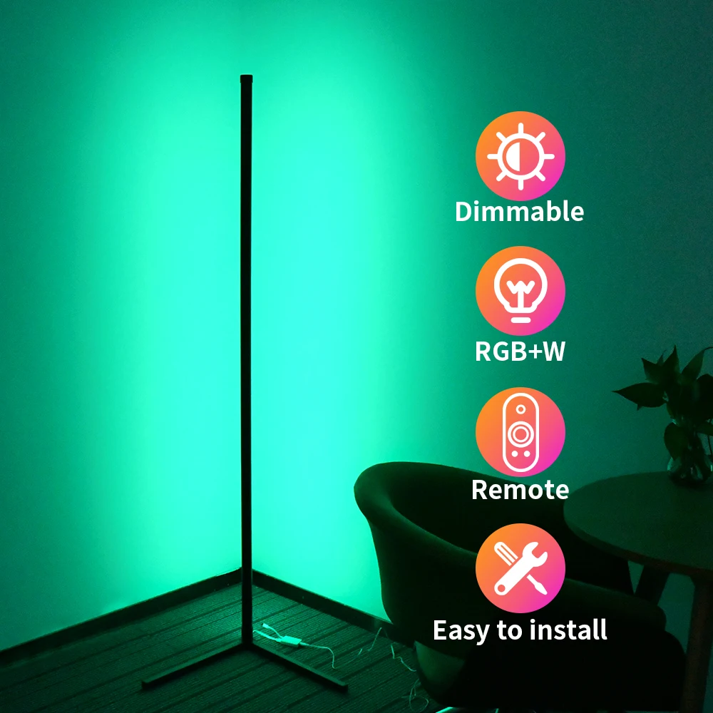

Dimmable Floor Lamp RBG LED Modern LED Corner Floor Lamp Bedroom Color Atmosphere Lighting Club Home Decor Corner Standing Lamp