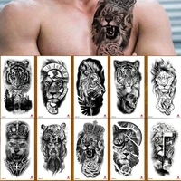 100 piece lion tiger snake waterproof temporary tattoo sticker wholesales flower rose flash body art arm sexy women sleeve man