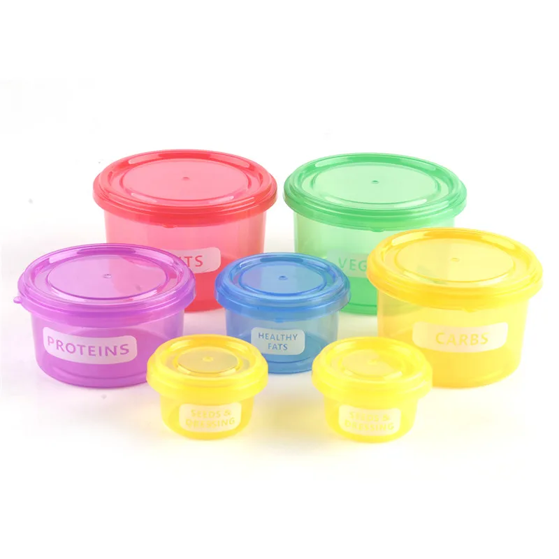 

7Pcs/Set Perfect Portion Lunch Cute Box Control Containers Food Storage-Easy Way To Lose Weight Using