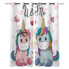 Розовые занавески с милым единорогом, любовь, Бабочка, Мультяшные животные, окна, шторы для гостиной, спальни, декоративные кухонные шторы, занавески