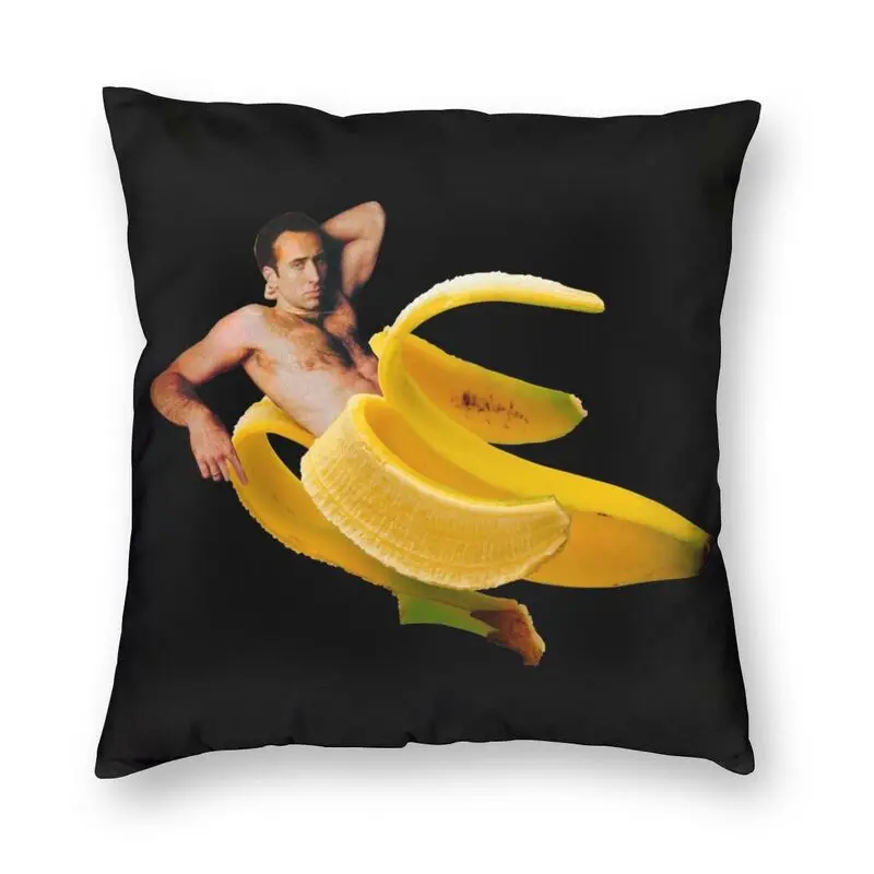 

Nordic Nicolas Cage In A Banana Cushion Cover 45x45 Home Decorative Funny Meme Throw Pillow Case for Sofa Decorative Cushion