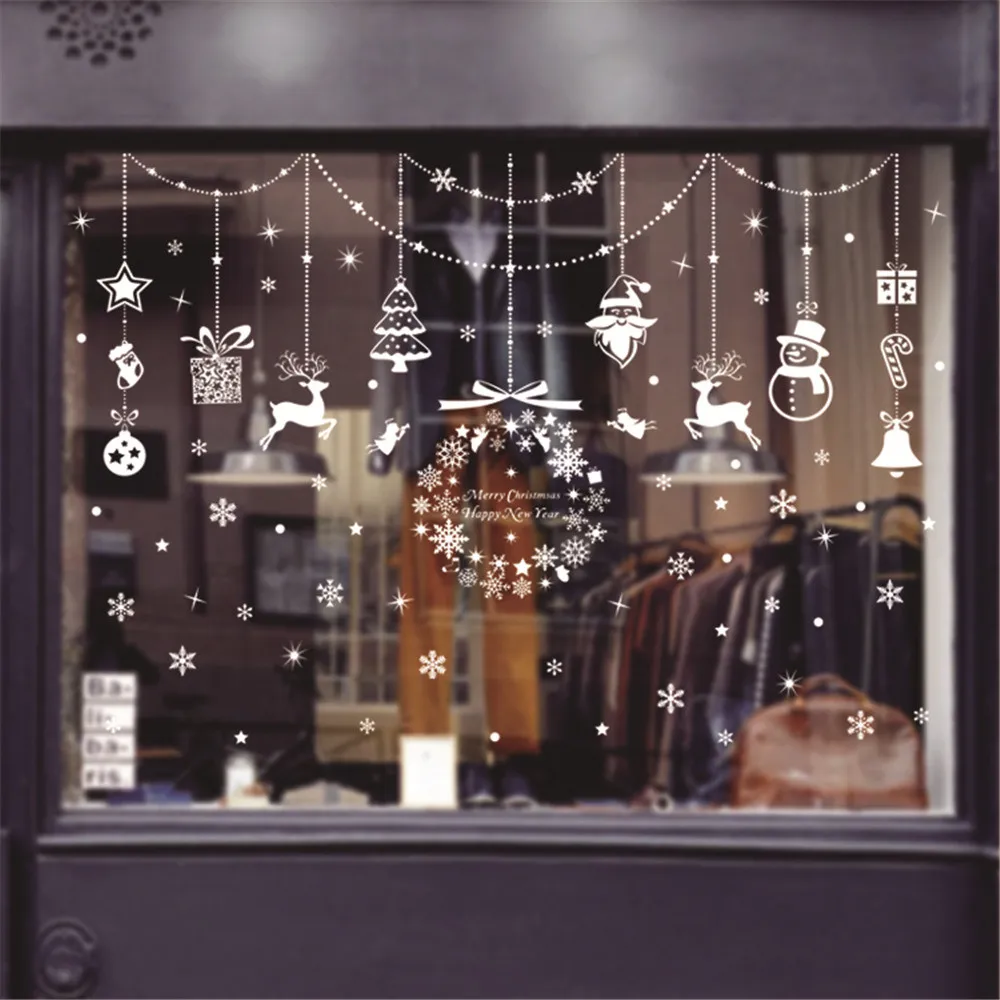 2020 Счастливого Рождества стикер s для окна стены наклейка со съемной картонной