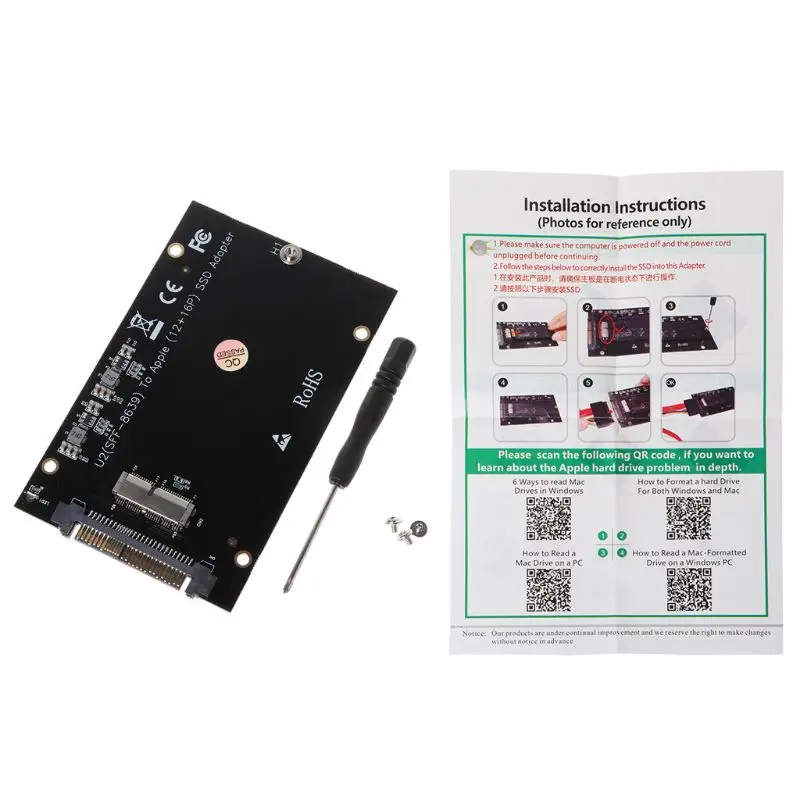 M2 SSD адаптер конвертер для накопителя SFF-8639 U.2 комплект карт адаптера MacBook Air Pro Retina