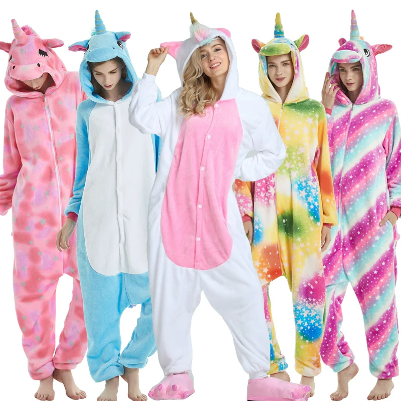 Новый кигуруми взрослых животных единорог пижамы Пижама комбинезон с героями