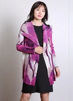 pleated womens outerwear loose large print casual spring and autumn cardigan coat