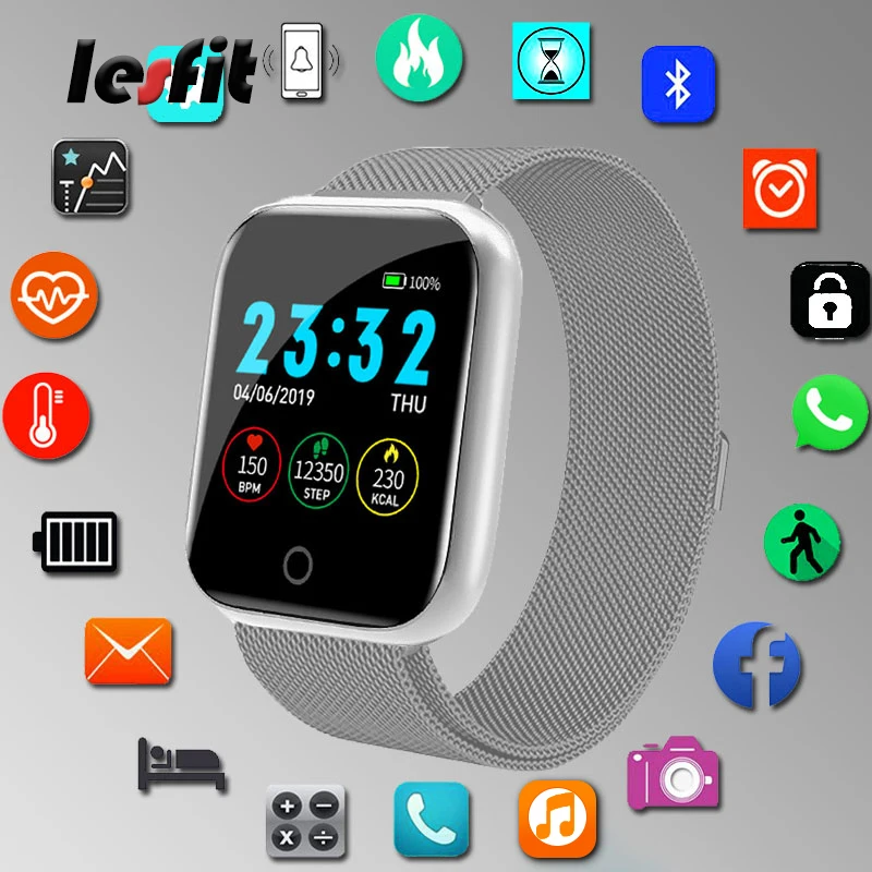 Смарт часы Lesfit из нержавеющей стали модные электронные для Android IOS Bluetooth фитнес