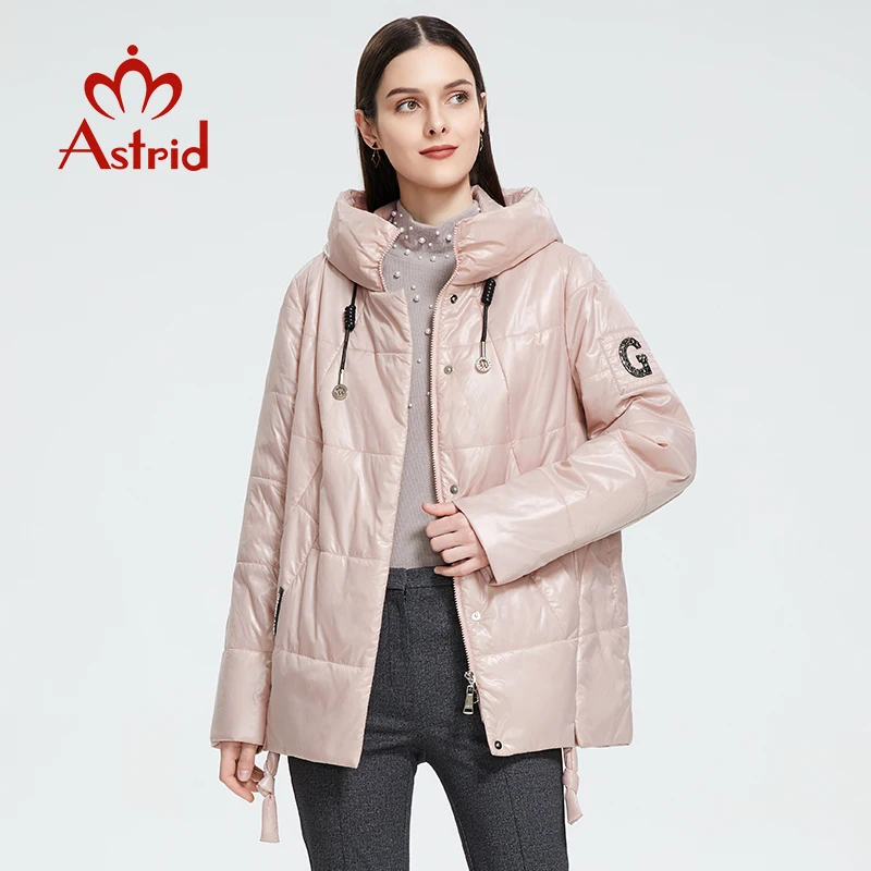 

Astrid 2022 New Women's Spring Autumn Quilted Jacket Windproof Warm with hood zipper Coat Women Parkas Casual Outerwear AM-9508