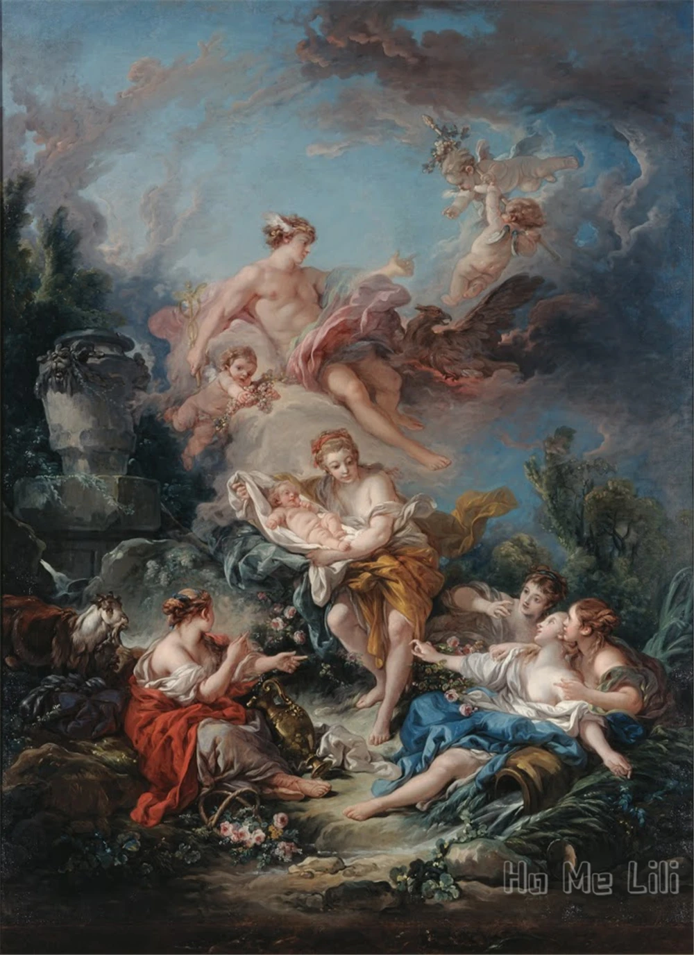 Ртуть отдала бакусу Богу вина нимфам Нисы НИСА скатерть искусство внутреннее и