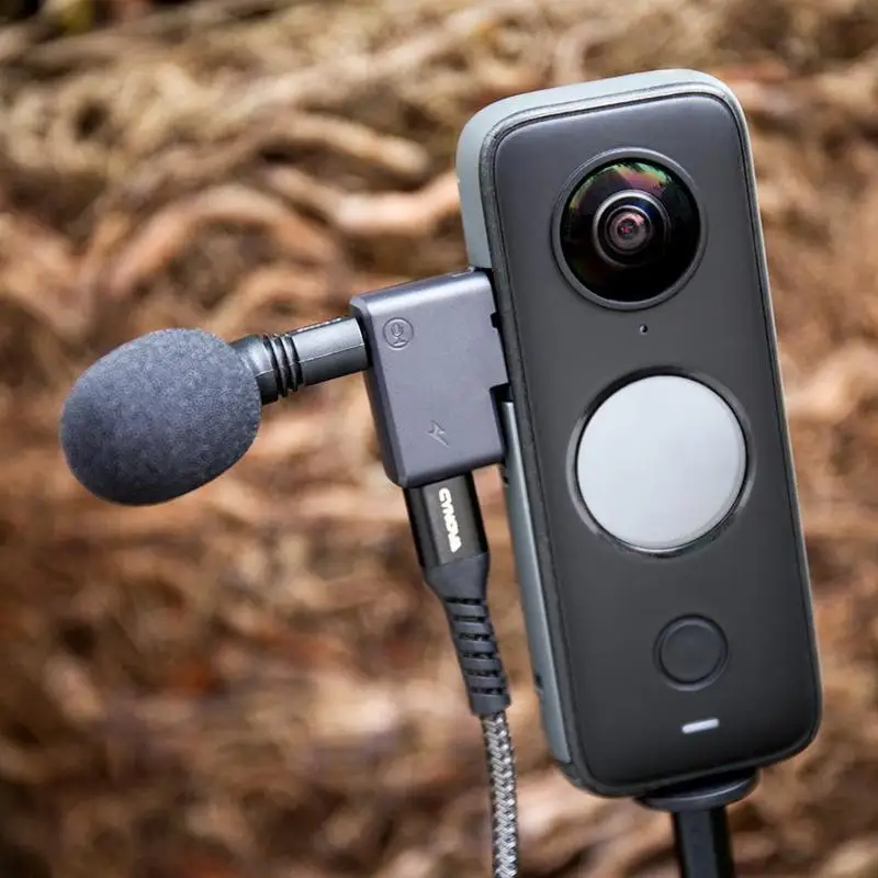 

3.5mm Mini Mic Adapter Charging Audio External Adapter Adapter For Insta360 ONE Mic X2 B5P8
