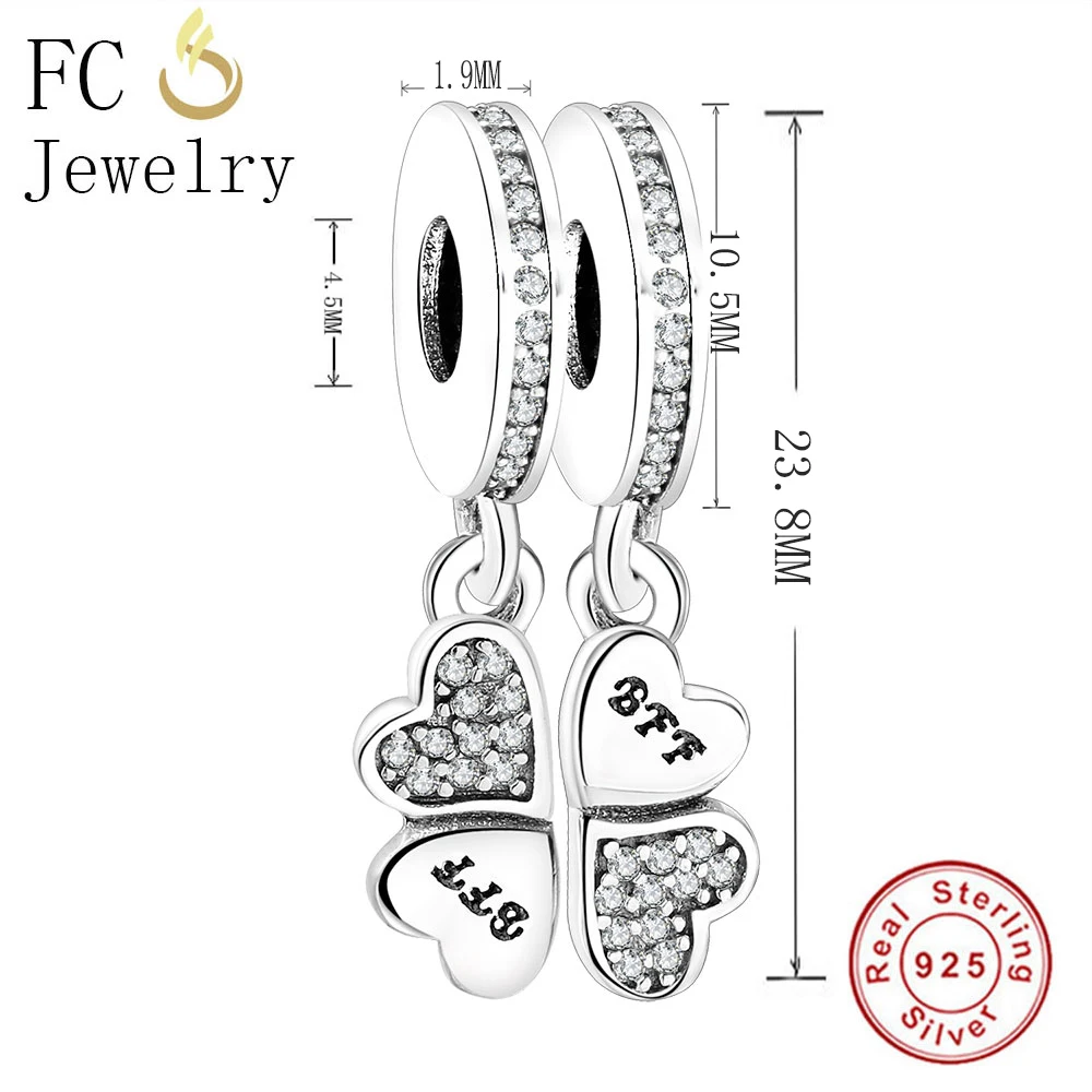 FC Jewelry Fit Original Brand Charm Bracelet Necklace 925 Silver Four-leaf Clover Best Friend Pendant Bead Making Berloque DIY | Украшения