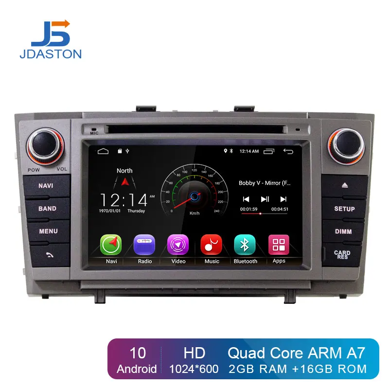 

JDASTON Android 10 Car Multimedia Player For Toyota Avensis/T27 2008-2013 2 Din Car Radio GPS Navigation DVD CD IPS Stereo WIFI