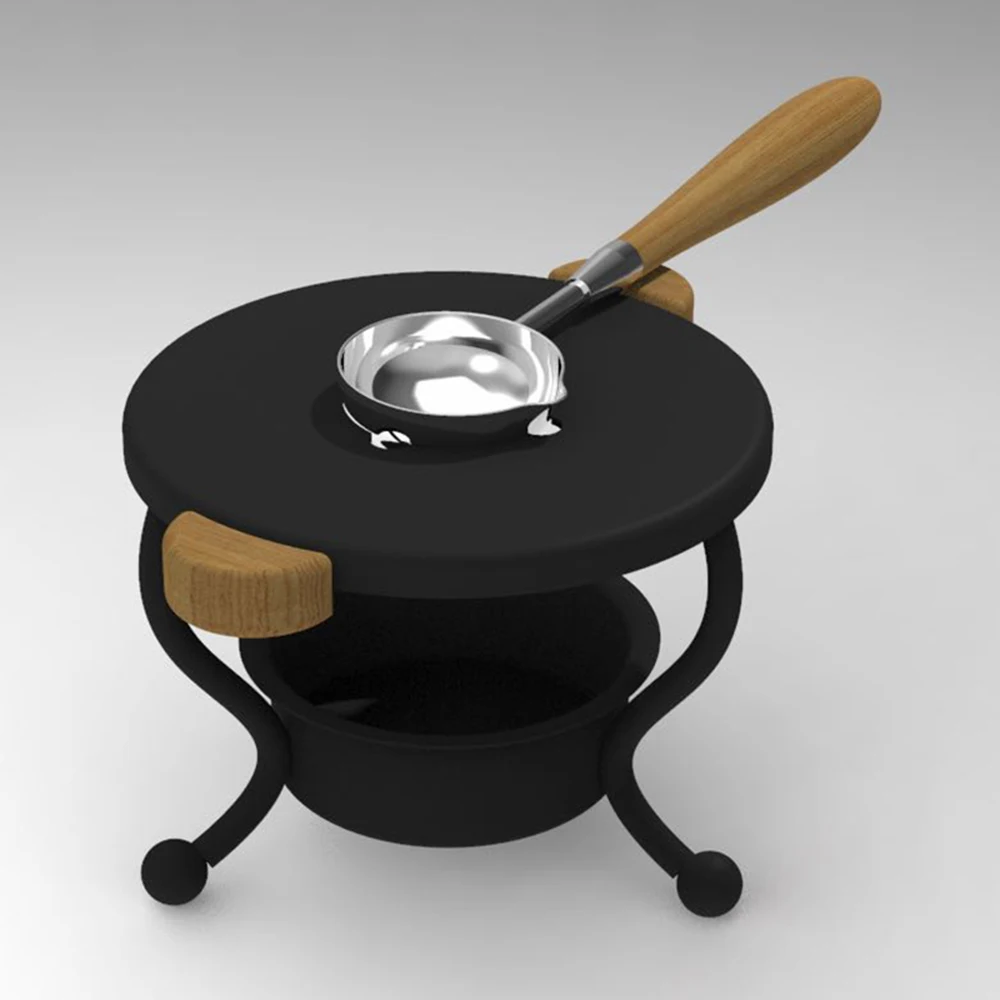 

2021 New Retro Tripod Fire Paint Wax Melting Wax Tripod Furnace Included Wood Handle Sealing Wax Spoon Wholesale Drop Shipping