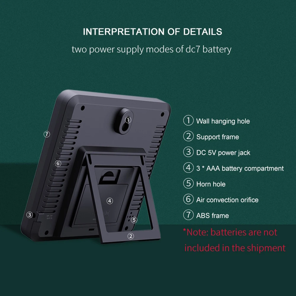 

Household Large-screen Electronic Clock with Thermometer Hygrometer Monitor High-precision Digital Display Color-screen New 1pc