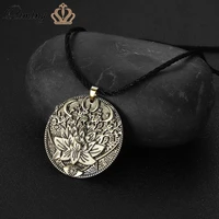 triple moon goddess with a lotus flower wiccan evil eye necklace women men engraved witchcraft amulet talisman jewelry collar