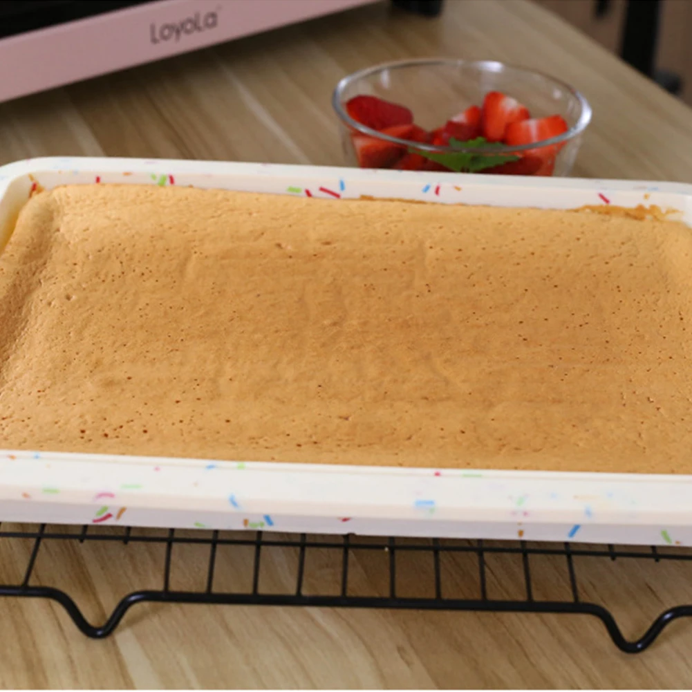 Kitchen With Handle Bread Pastry Non Stick Home Anti Scald Soft Bakeware Restaurant Silicone Cake Mold Rectangle Baking Tool |