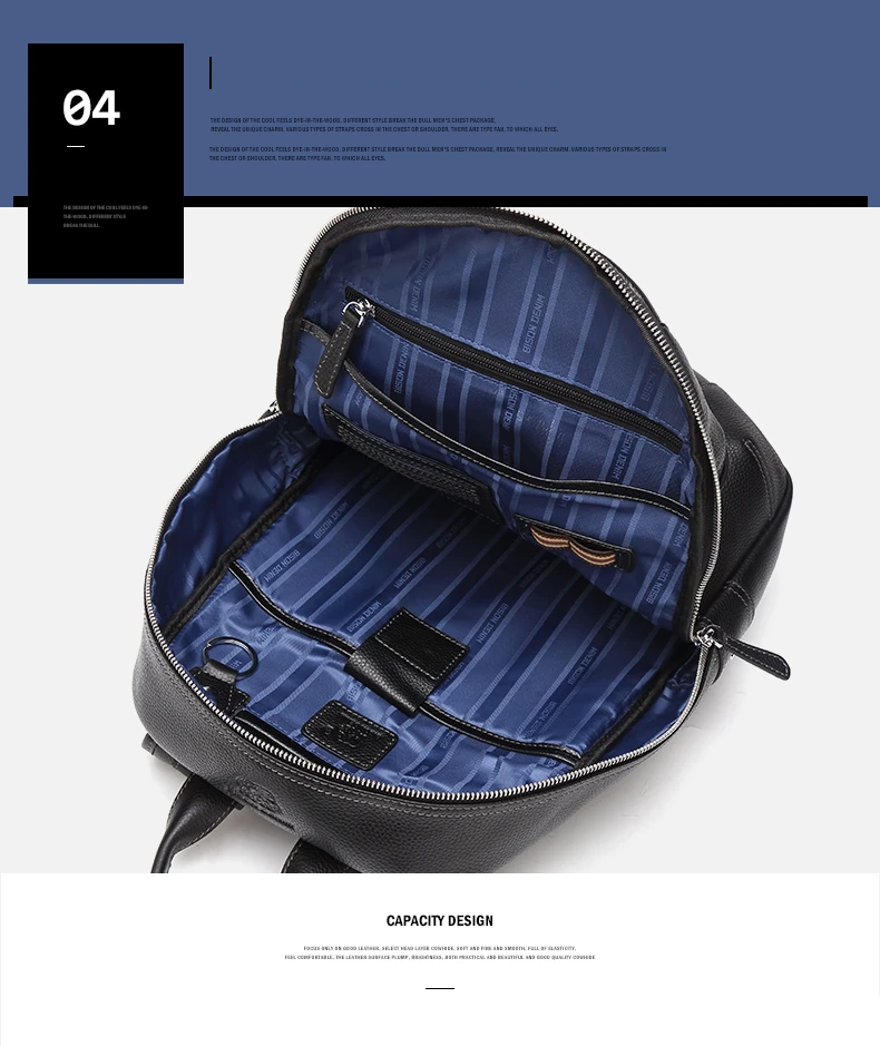 Мужской рюкзак BISON DENIM из натуральной кожи, Мужской дизайнерский Школьный рюкзак, мужской рюкзак для путешествий из воловьей кожи, 15 дюймов, для ноутбука, N2536