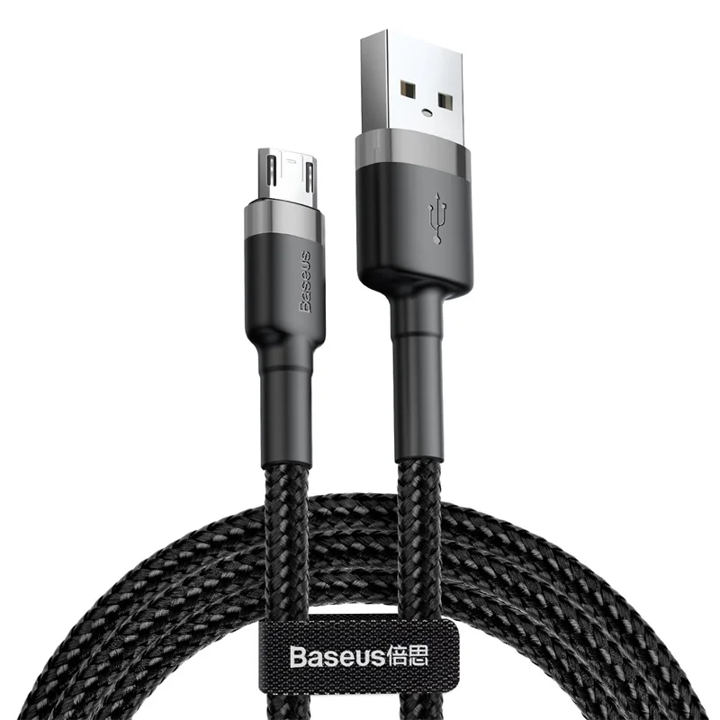 Gray and Black Baseus 2.4A Micro USB кабель для быстрой зарядки USB кабель для передачи данных для samsung S7 Xiaomi Redmi Note 5 8 все микро-usb для устройств на аndroid зарядный провод кабель micro usb зарядное устройство for Micro - Цвет: Gray and Black