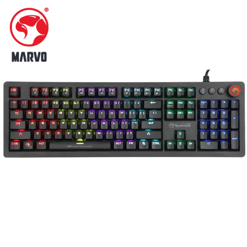 

MARVO KG917 Mechanical Gaming Keyboard Rainbow Backlight Wired Keyboards 107 Keys N-key Rollover Support Slim Bezel Design