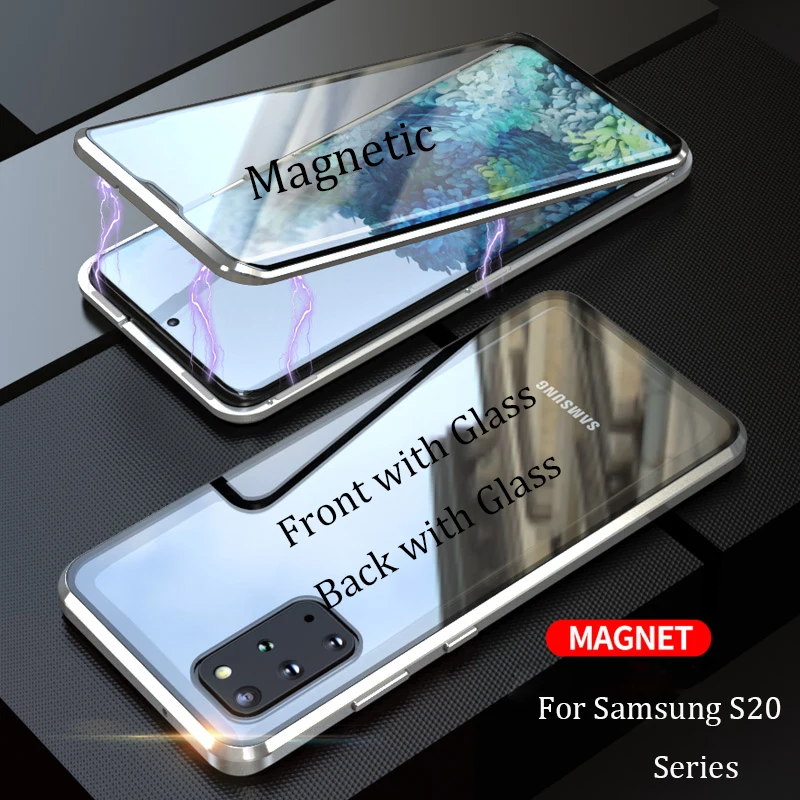 

Magnetic Case for Samsung Galaxy S20 Ultra Case double-sided 9H Tempered Glass Case for Samsung S20 Plus S20+ Metal Bumper Case