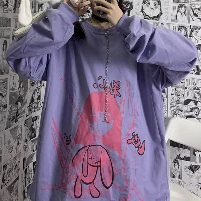

T-shirt women's clothing autumn new Korean Harajuku BF style dark funeral girl print loose wild female T-shirt student top