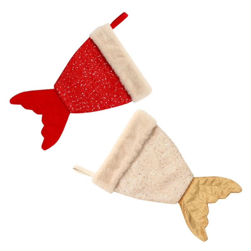 Рождественский чулок с подвесной веревкой в форме рыбьего хвоста уникальная