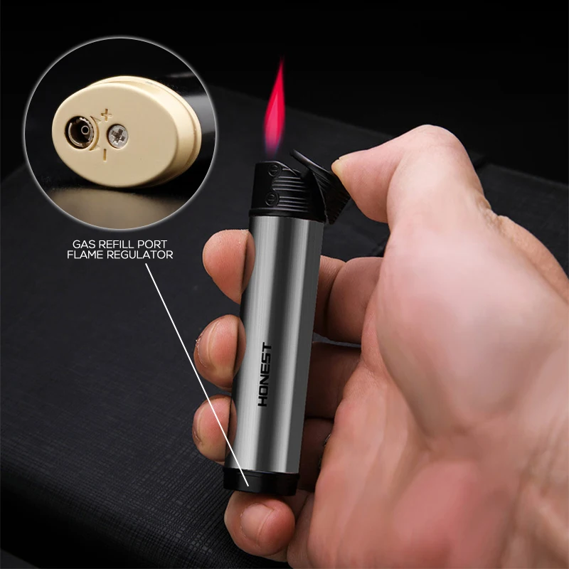 Искренняя красная струйная зажигалка классический цилиндр ветрозащитный газ