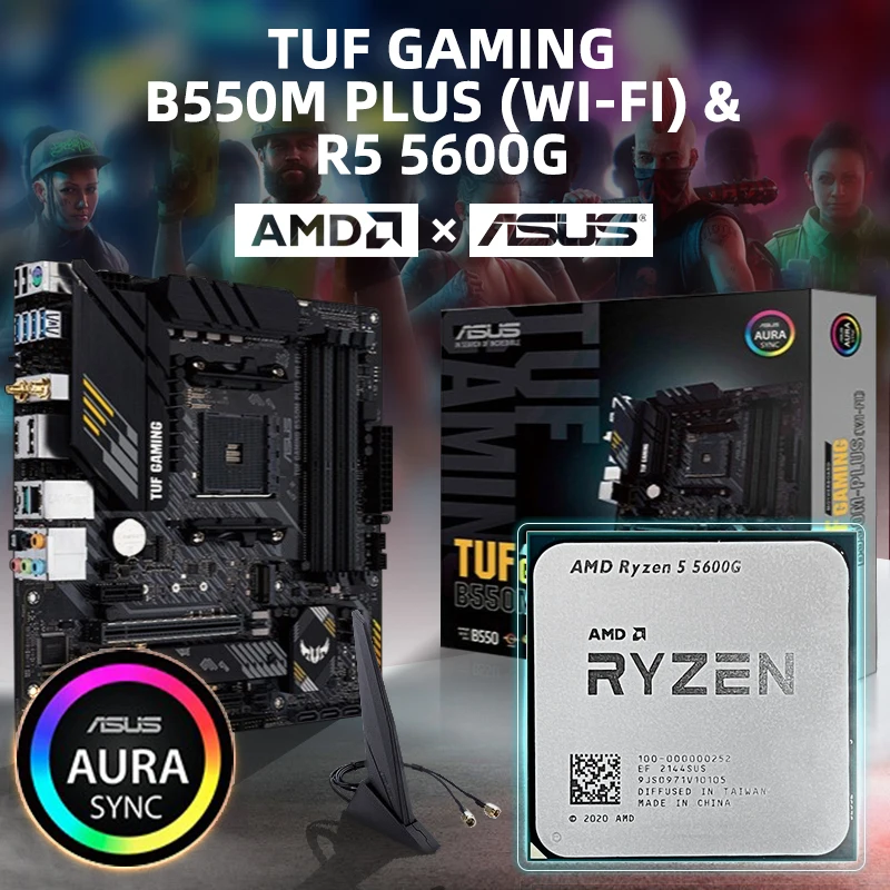

Новый процессор AMD Ryzen 5 5600G R5 5600G + ASUS TUF GAMING B550M PLUS (Wi-Fi), набор материнской платы AM4, аксессуары для процессора