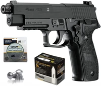 sig sauer p226 air pistol with co2 12 gram 15 pack and 500 lead pellets bundle black metal wall plate