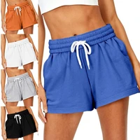 hot sell high waist drawstring elastic waist solid color women shorts summer cool sweat shorts bottoms for casual daily life