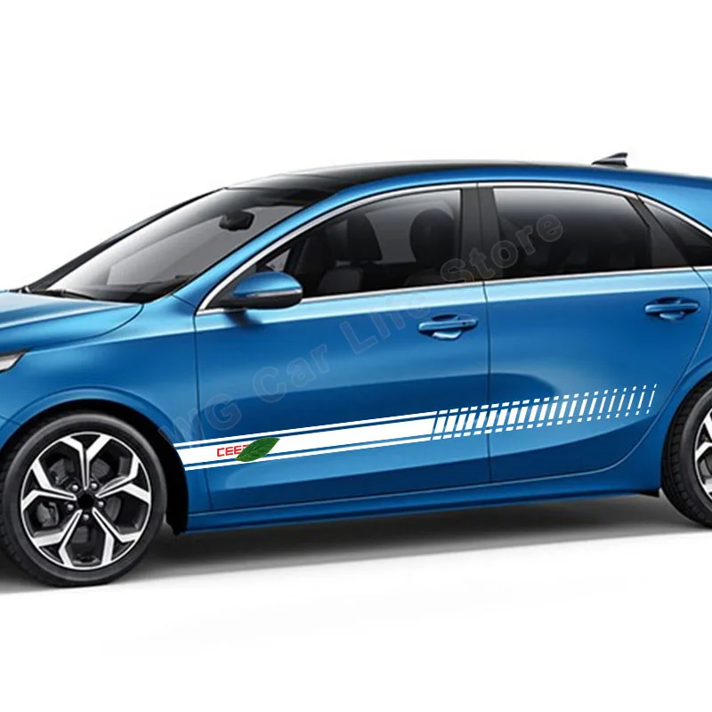 

2 шт. автомобильные стикеры s для Kia Ceed Sw, спортивные длинные Полосатые стильные автомобильные Виниловые наклейки-переводки, аксессуары