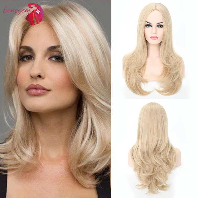 

Long Synthetic Wavy Wigs For Women With Natural Hairline Benegem Blonde Color Wig Lolita Cosplay Wear Heat Resistant Fiber