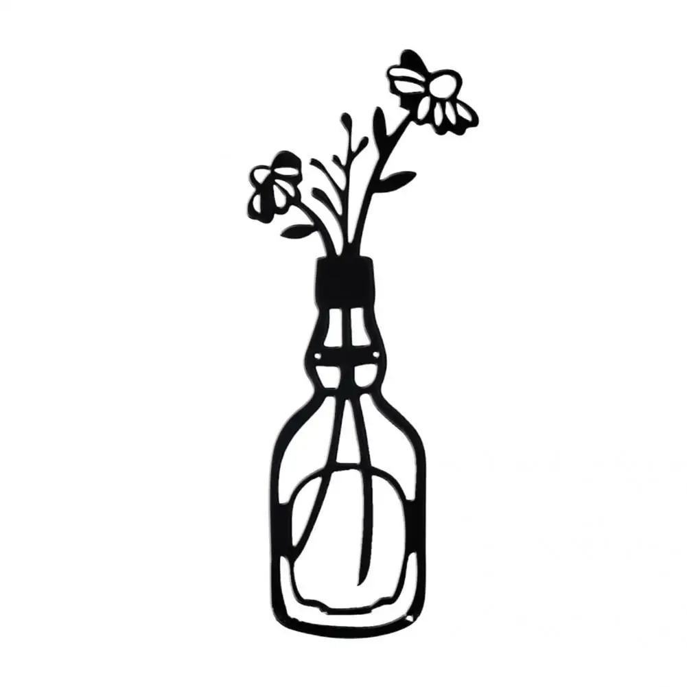 

Easy Hanging Delicate Metal Vase Flowers Wall Art Lightweight Metal Wall Hanging Fine Workmanship for Bathroom