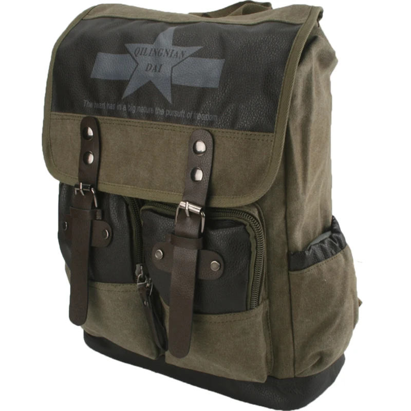 Man canvas travelbag Men retro outdoor backpack Casual vintage rucksack ultralight daypack Satchel School bag Infantry pack | Багаж и