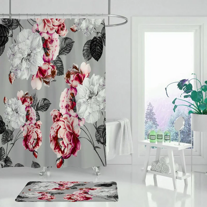 Занавеска для душа с лимоном фруктами цветами зелеными листьями