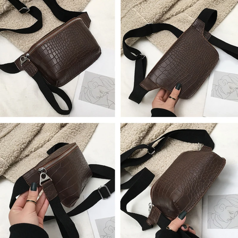 

Women Shoulder Bag PU Leather Lattice Zipper Chest Bag Adjustable Clutch Fashion Female Waist Bag High Quality