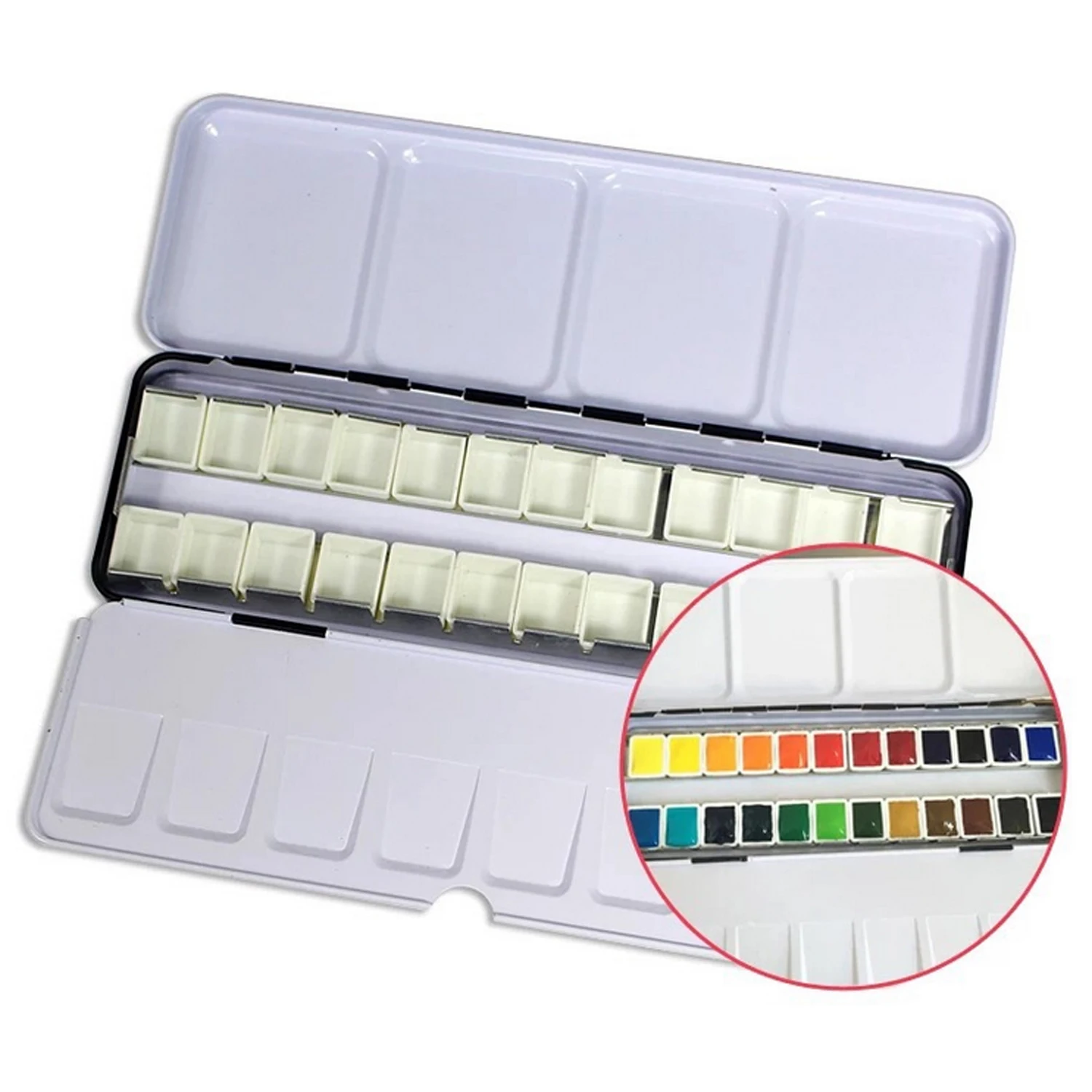 

100PCS 1ml/2ml Plastic Empty Watercolor Half Paint Pans for Children Artist Student Beginners Painting Drawing Palette Paint Box