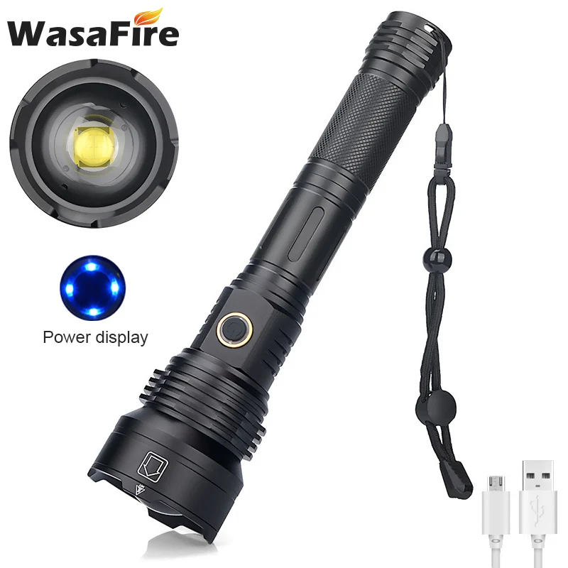 

Powerful XHP90 LED Flashlight Portable Spotlight Zoomable Camping Light Tactical Hunting Lantern Torch 5 Modes