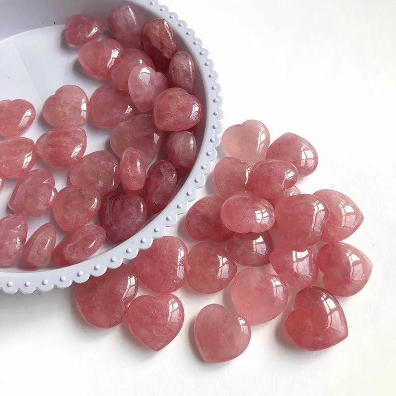 

Strawberry crystal heart gemstones natural quartz minerales jewelry healing stones decoration