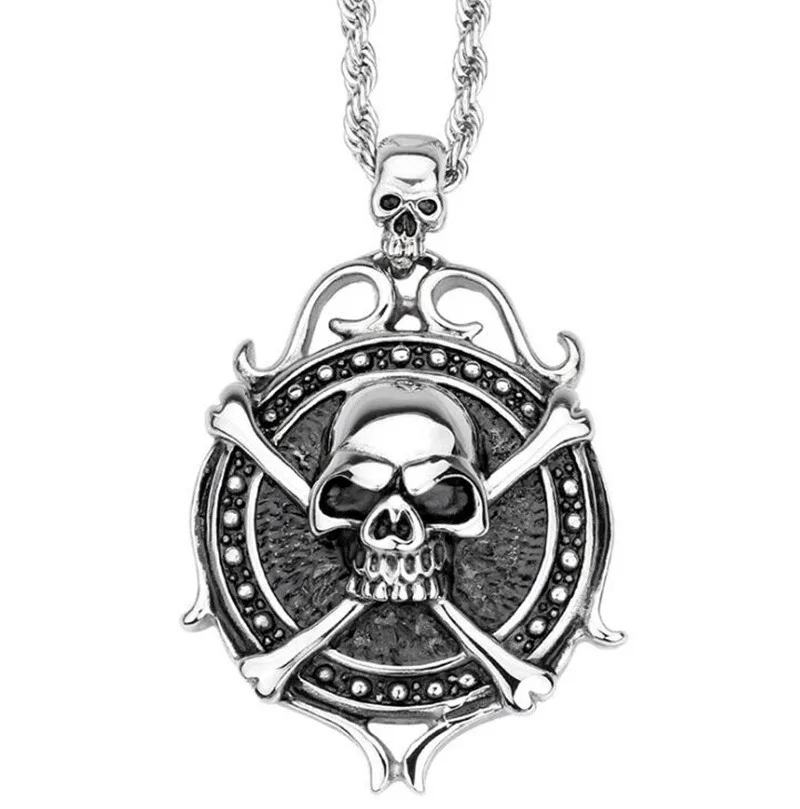 

Men's Classic Punk Gothic Viking Dread Pirate Skull Pendant Necklace Men Hip Hop Rock Street Party Biker Charm Statement Jewelry