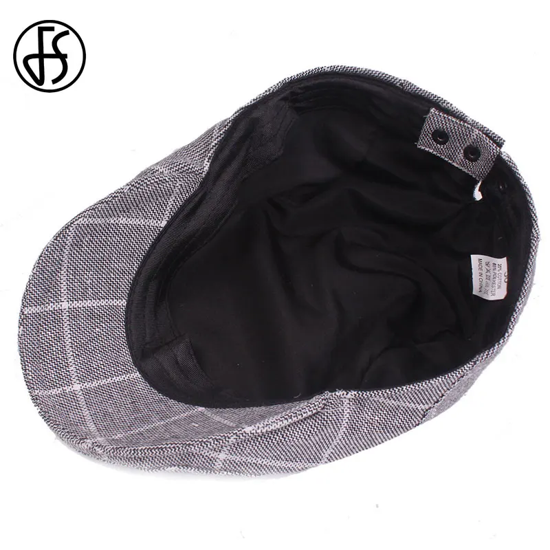 

FS Women Casual Plaid Cotton Beret Caps Fashion Summer Sun Hats For Men Gorras Planas Boinas Flat Cap Adjustable Newsboy Hat