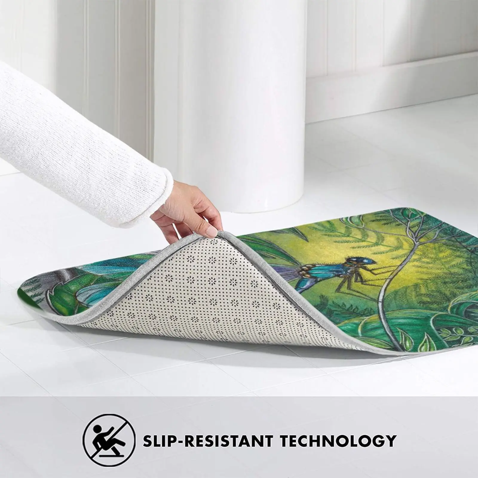 

" Dragonfly Dreaming " Carpet Mat Rug Cushion Soft Non - Slip Jules Summers Dragonfly Jungle Watercolour Australian Fine