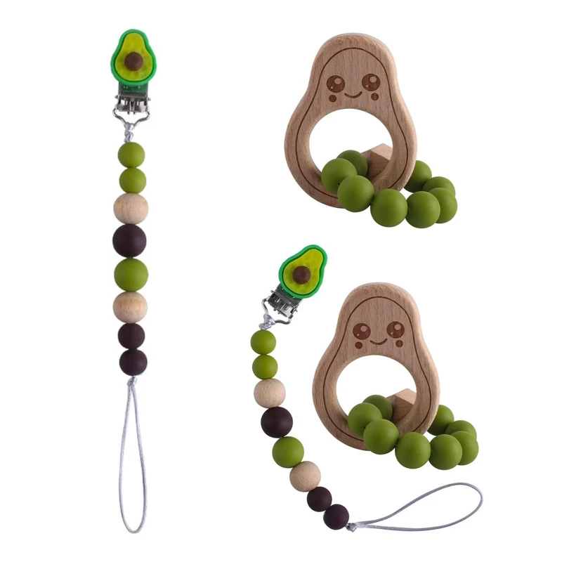 

Baby Pacifier Chain Infants Silicone Beads Teething Soother Toy Beech Avocado Bracelet Teether Nipple Dummy Clip Holder