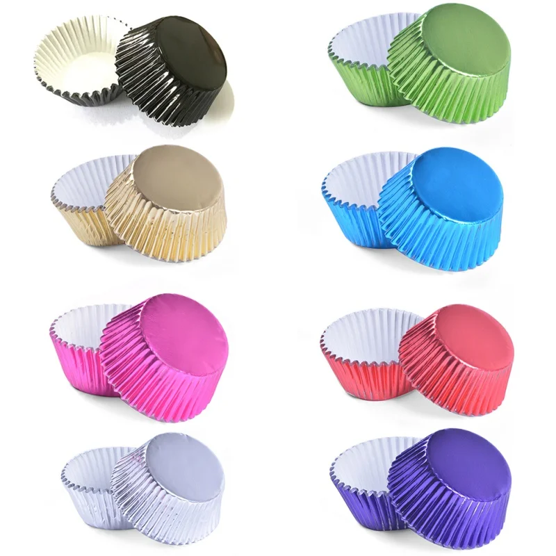 Алюминиевая фольга Металлический мини капкейк лайнеры Маффин сковородки торт