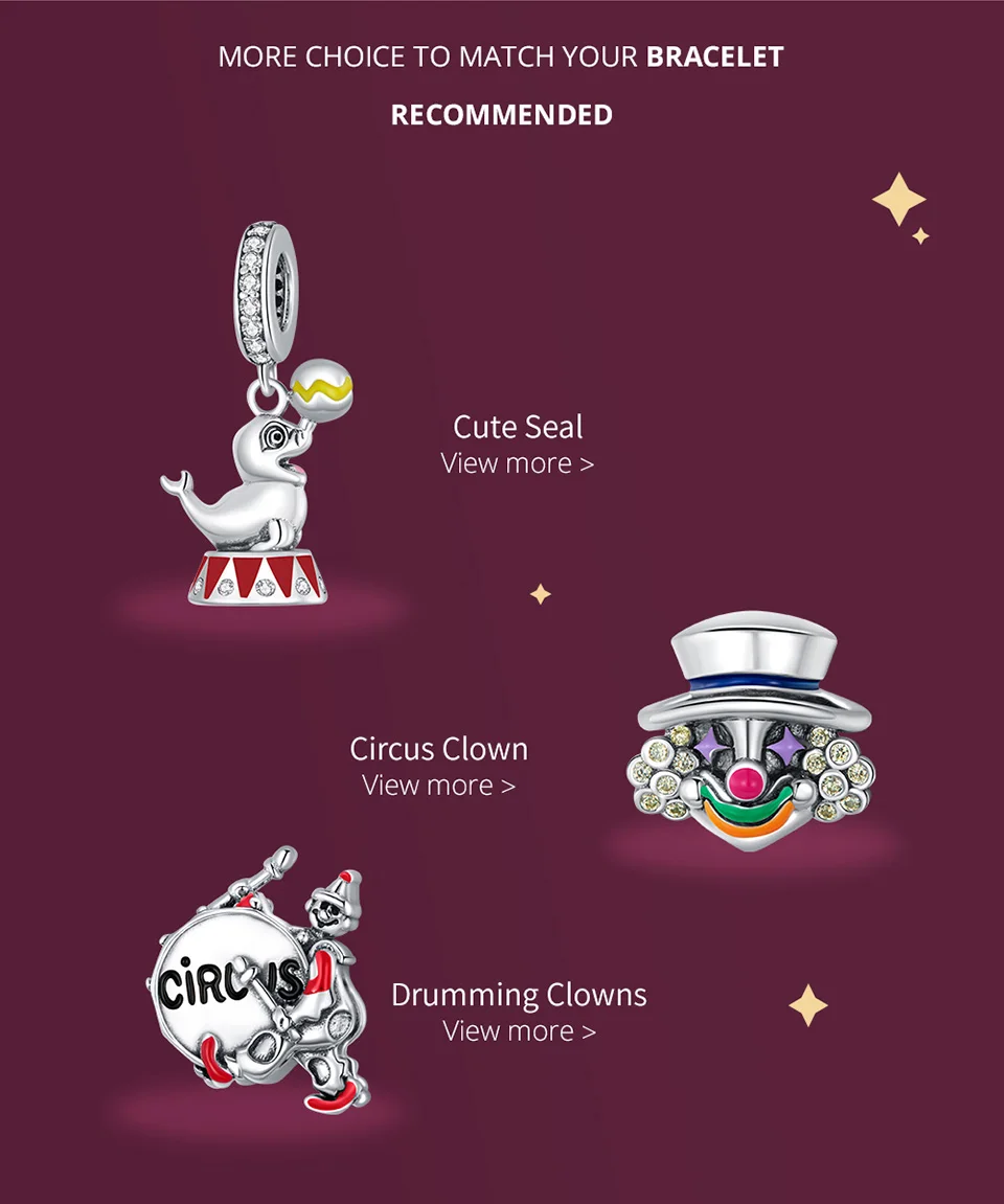 

BISAER Beads 925 Sterling Silver Drumming Clown Charms Pendant Fit DIY Bracelet Necklace Fashion JewelryGift HSC1658