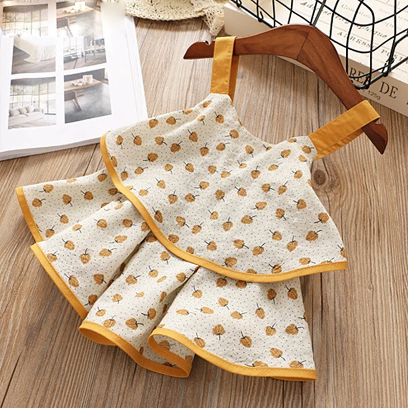 Милые комплекты одежды для девочек летняя одежда туника и шорты на бретельках с