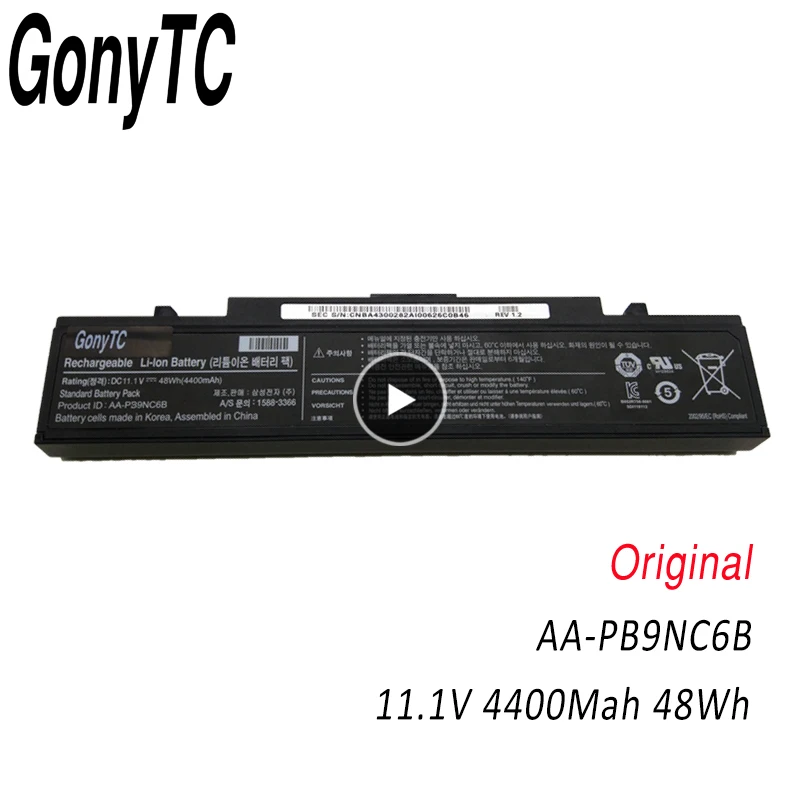 Оригинальный аккумулятор GONYTC для ноутбука Samsung Аккумулятор aa pb9nc6b PB9NC6B R580 R540 R519 R525