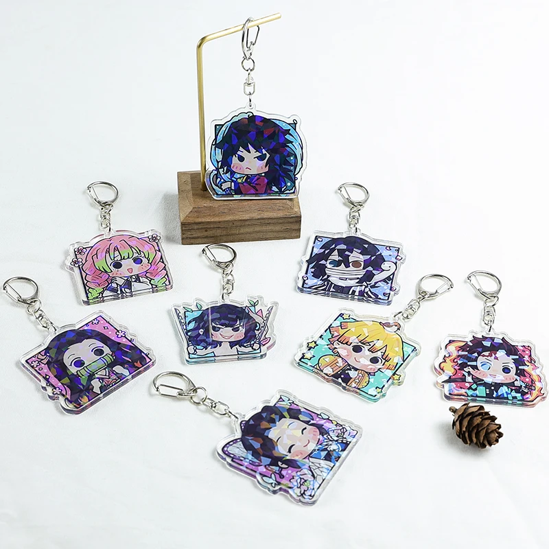 

Hot Sale Anime Demon Slayer Kimetsu No Yaiba Kamado Tanjirou Kamado-Nezuko Tomioka Giyuu Acrylic Laser KeyChain