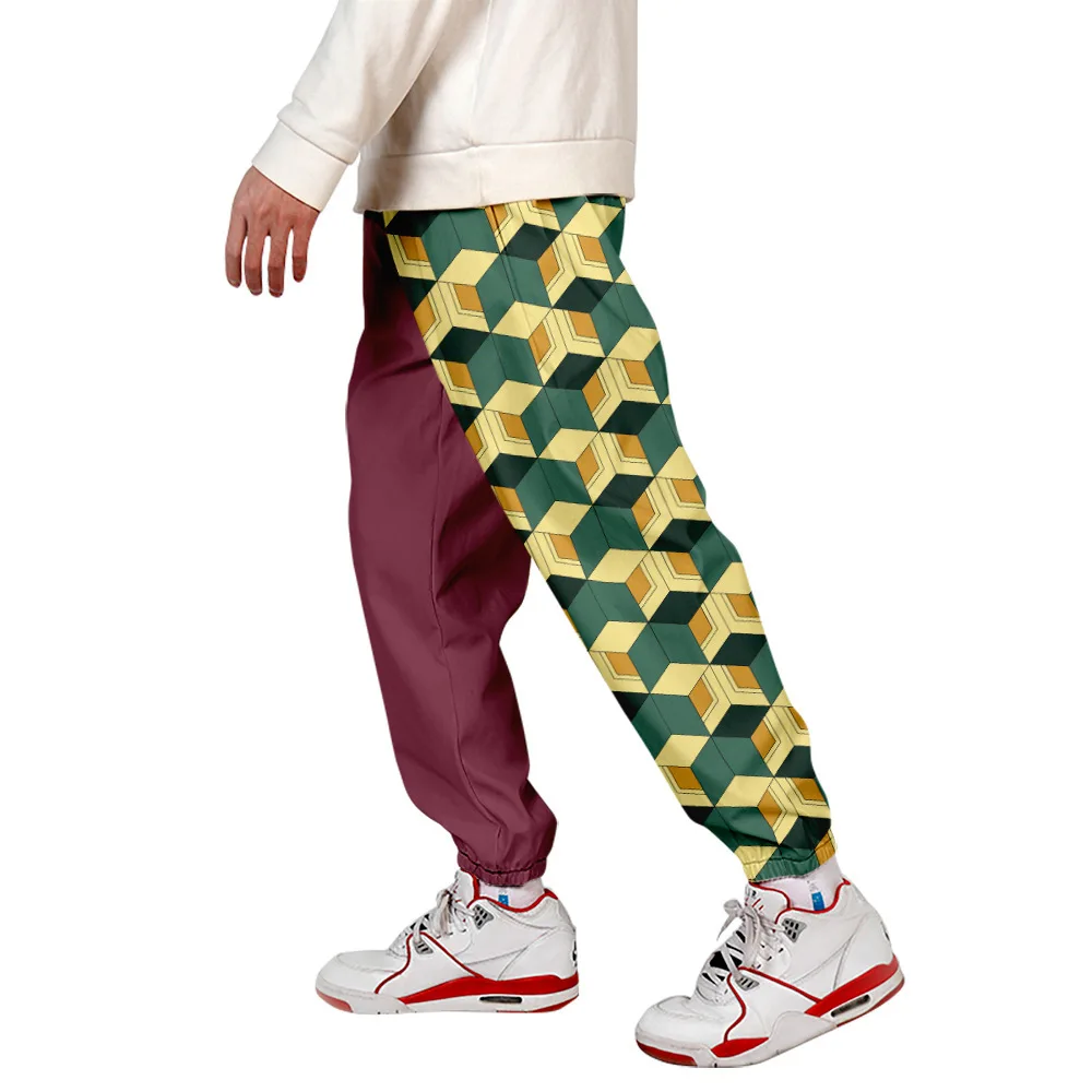 

Anime Demon Slayer Cosplay Costume Kamado Tanjirou Printed Casual Pants Student Youth Overalls Men Daily Outing Cropped Pants